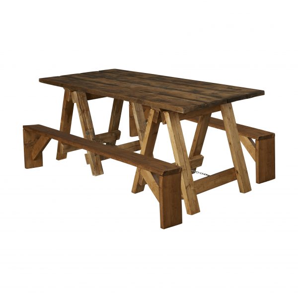 Wooden Trestle Table and bench Hire Package