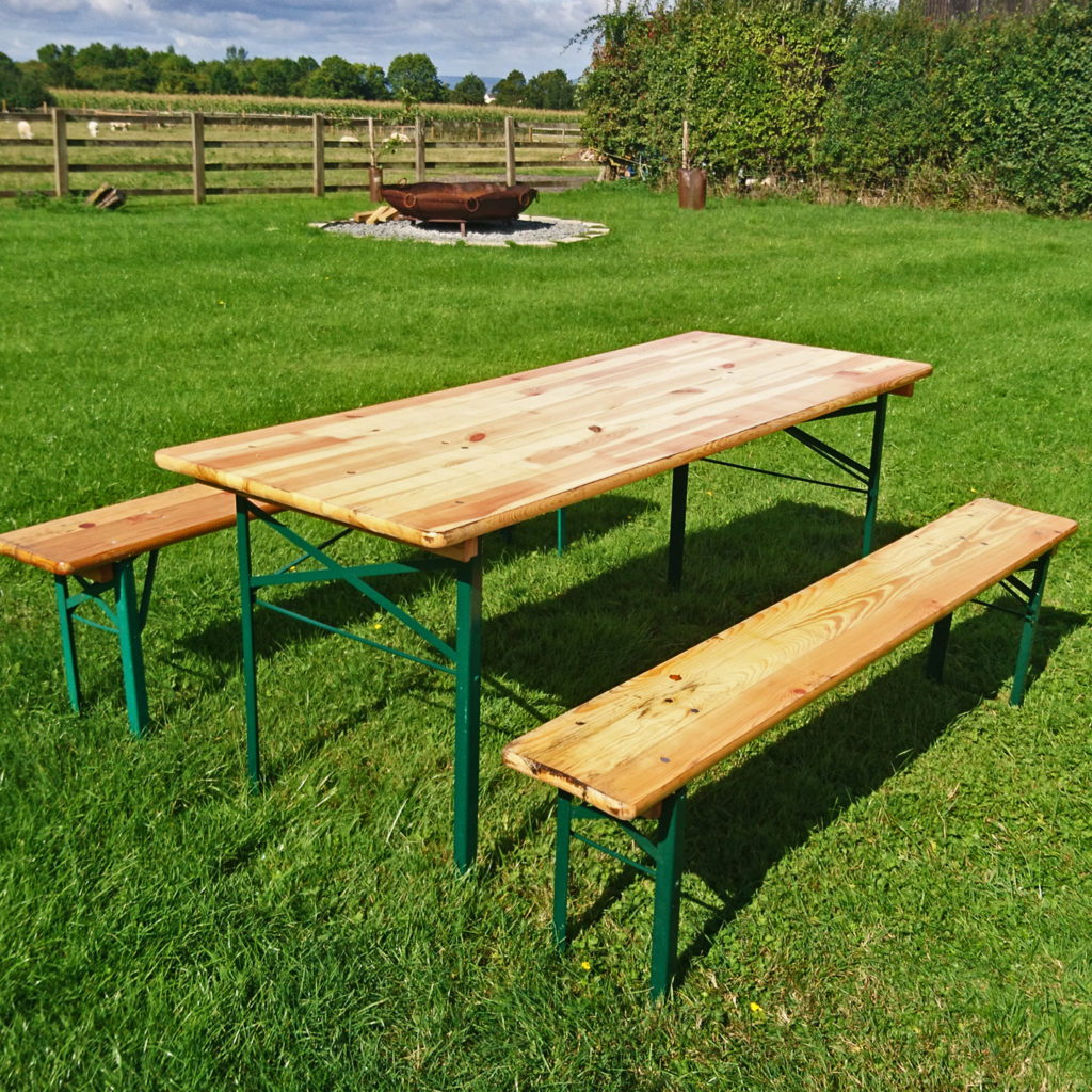 Wooden table and bench hire