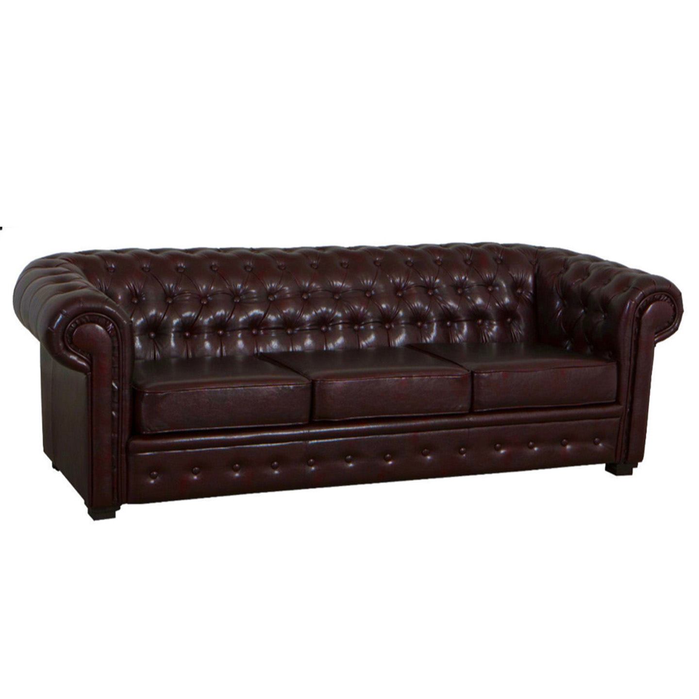 Antique Brown Chesterfield Sofa - Three Seater - Event Furniture by Tarren